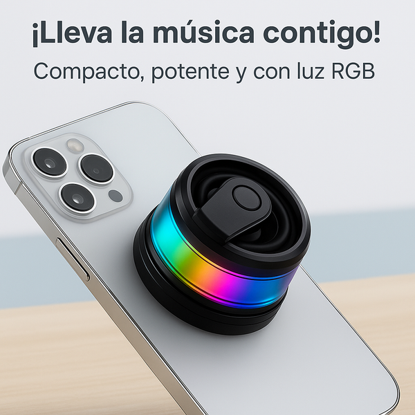 Mini Parlante Magnético RGB con Soporte – Sonido Potente y Compacto