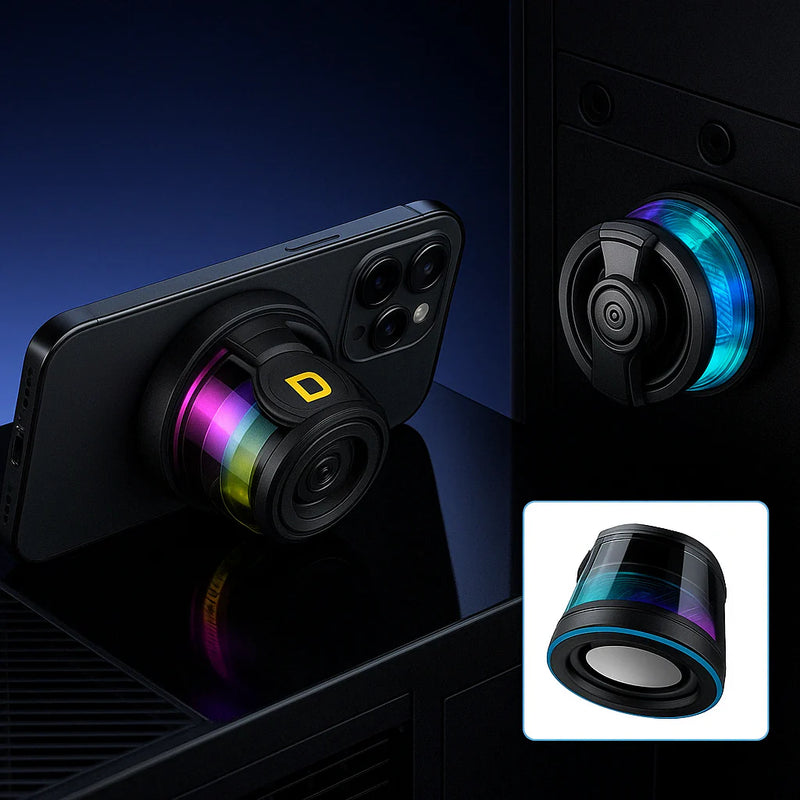 Mini Parlante Magnético RGB con Soporte – Sonido Potente y Compacto